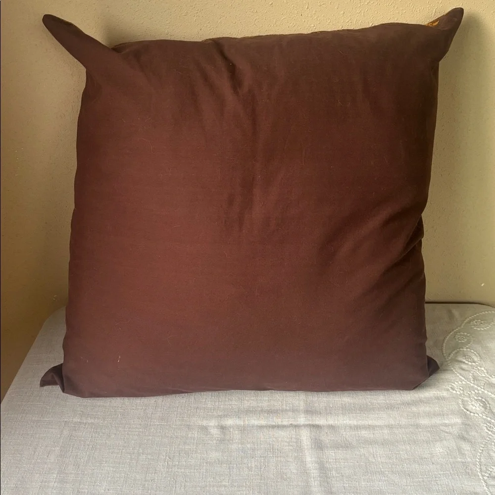 Decorative Throw Pillow in Brown and Gold Print